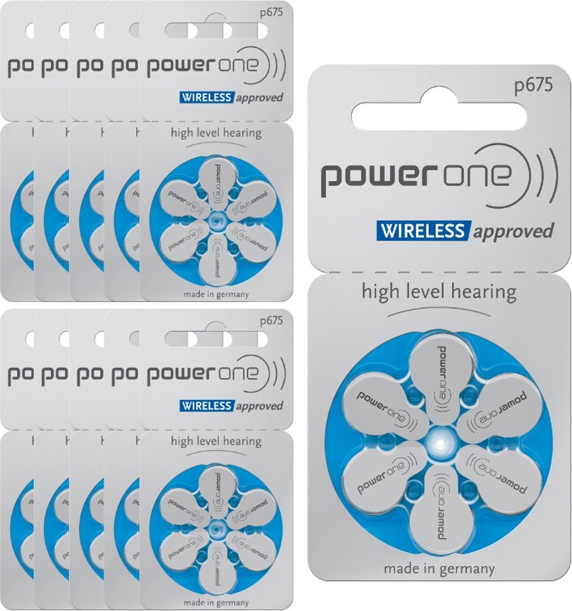 PowerOne 675 : Kwikvrije hoorapparaatbatterijen, 10 Wafeltjes