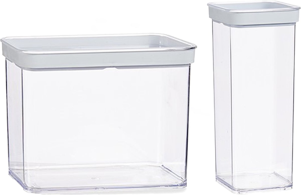 Gondol Plastics 6x kunststof voedsel voorraad potten/bakjes set met deksel 2.2 en 1.5 liter