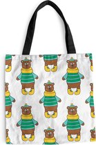 MuchoWow® Schoudertas - Strandtas - Big Shopper - Boodschappentas - Knuffel - Beer - Patronen - 40x40 cm - Katoenen tas