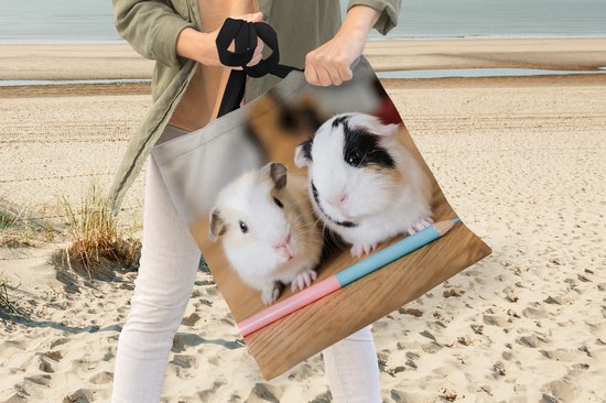 Sac bandoulière - Sac de plage - Shopper Mignons bébés cochons d'inde - 40x40 cm - Sac en coton