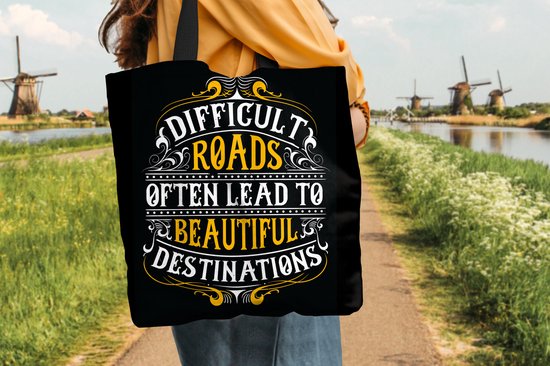Sac bandoulière - Sac de plage - Big Shopper - Sac shopping - Motivation - Rétro - Citation - 40x40 cm - Sac en coton