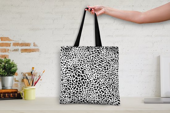 Sac Bandoulière - Sac De Plage - Motifs Shopper - Imprimé Panthère - Zwart - Wit - 45x45 cm - Sac Coton