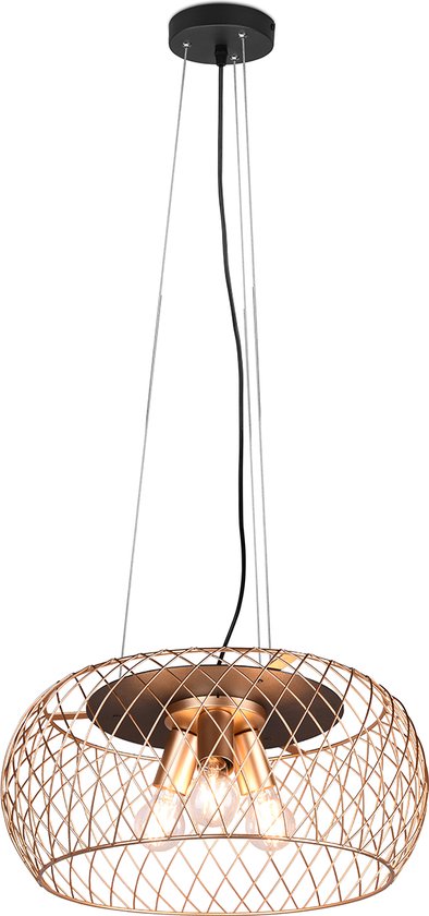 LED Hanglamp - Hangverlichting - Torna Tymon - E27 Fitting - 3-lichts - Rond - Mat Zwart/Goud - Aluminium