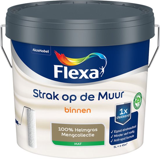 Foto: Flexa strak op de muur muurverf mengcollectie 100 helmgras 5 liter