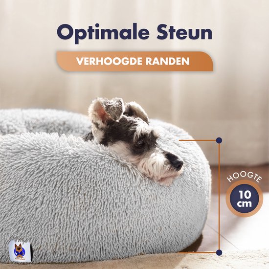 Pet Perfect Donut Hondenmand - 80cm - Fluffy Hondenkussen - Hondenbed - Grijs - Pet Perfect