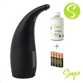 Graphite Comfort SET - Distributeur de savon automatique - Avec savon Soopz Jasmin - No contact - Zwart mat - Distributeur de savon avec capteur - Distributeur de mousse - 300ml - Distributeur de savon