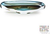 Design Schaal Olive turquoise - Fidrio MASSIVE - glas, mondgeblazen - diameter 37 cm hoogte 12 cm