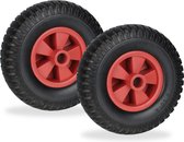 Relaxdays kruiwagenwiel 2.50-4 - set van 2 - kruiwagenband - reservewiel - massief rubber