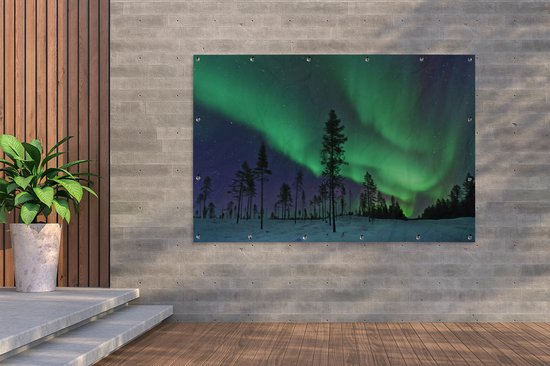 Northern lights above Sweden Garden poster 200x100 cm - Toile de jardin / Toile d'extérieur / Peintures d'extérieur (décoration de jardin) XXL / Groot format!