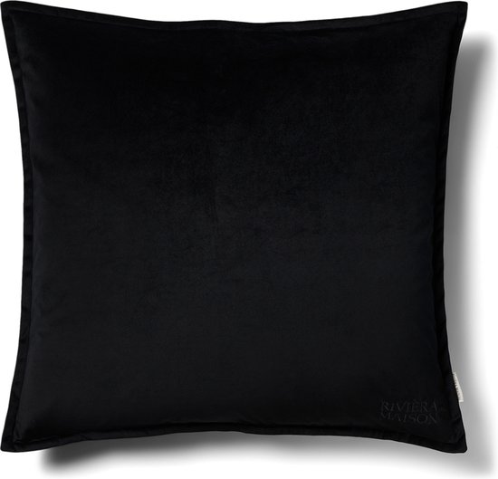 Riviera Maison Kussenhoezen - RM Velvet Pillow Cover - Zwart - 60x60 cm