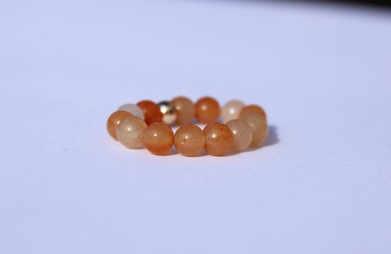 Bixorp Gems Gemstone Ring of Oranje Aventurine - 4mm Perles Ring - Cadeau pour elle