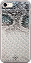 Casimoda® hoesje - Geschikt voor iPhone 8 - Oh My Snake - Siliconen/TPU telefoonhoesje - Backcover - Slangenprint - Blauw