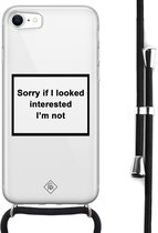 iPhone SE 2020 avec cordon - Pas intéressé - Wit - Texte - Cordon noir détachable - Coque de téléphone transparente avec impression - Antichoc - Casimoda