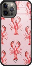 Casimoda® hoesje - Geschikt voor iPhone 12 Pro Max - Lobster All The Way - Luxe Hard Case Zwart - Backcover telefoonhoesje - Roze