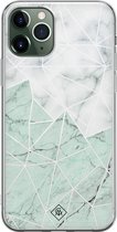 Casimoda® hoesje - Geschikt voor iPhone 11 Pro - Marmer Mint Mix - Siliconen/TPU telefoonhoesje - Backcover - Marmer - Mint