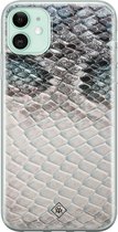 Casimoda® hoesje - Geschikt voor iPhone 11 - Oh My Snake - Siliconen/TPU telefoonhoesje - Backcover - Slangenprint - Blauw