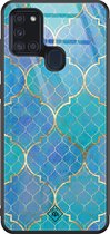 Casimoda® hoesje - Geschikt voor Samsung Galaxy A21s - Marmer Navy Blauw - Luxe Hard Case Zwart - Backcover telefoonhoesje - Blauw