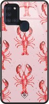 Casimoda® hoesje - Geschikt voor Samsung Galaxy A21s - Lobster All The Way - Luxe Hard Case Zwart - Backcover telefoonhoesje - Roze