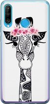 Casimoda® hoesje - Geschikt voor Huawei P30 Lite - Giraffe - Siliconen/TPU - Soft Case - Zwart - Giraffe