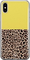 Casimoda® hoesje - Geschikt voor iPhone Xs Max - Luipaard Geel - Siliconen/TPU telefoonhoesje - Backcover - Luipaardprint - Geel