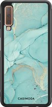 Casimoda® hoesje - Geschikt voor Samsung Galaxy A7 (2018) - Marmer mint groen - Zwart TPU Backcover - Marmer - Mint