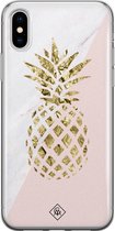Casimoda® hoesje - Geschikt voor iPhone Xs Max - Ananas - Siliconen/TPU telefoonhoesje - Backcover - Ananas - Roze