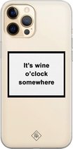 Casimoda® hoesje - Geschikt voor iPhone 12 Pro Max - Wine Time - Siliconen/TPU telefoonhoesje - Backcover - Transparant - Wit