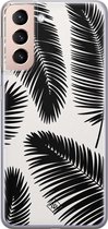 Casimoda® hoesje - Geschikt voor Samsung S21 Plus - Palm Leaves Silhouette - Backcover - Siliconen/TPU - Zwart