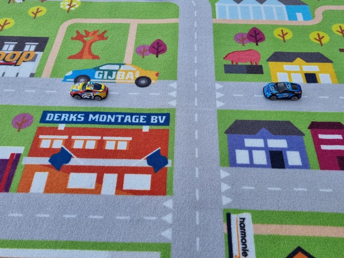 für Jungen und Mädchen Motiv Duplo-Stadt HuggyPlay Spielteppich 90 x 150 cm