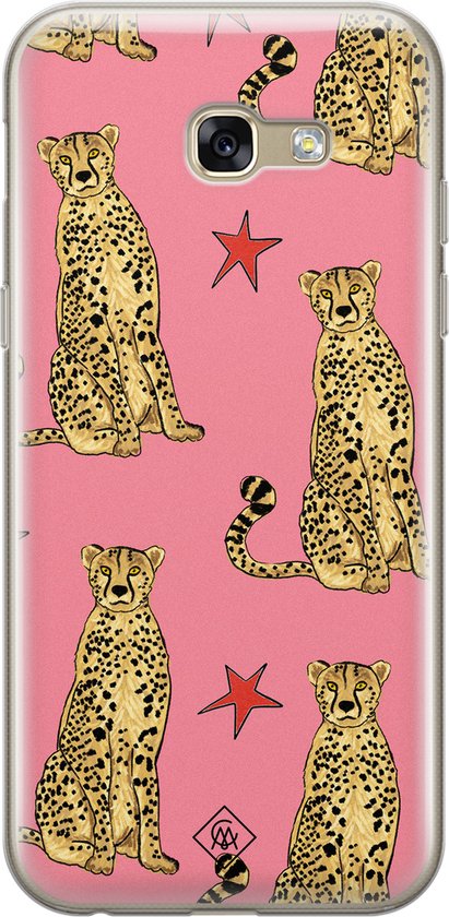 Casimoda® hoesje - Geschikt voor Samsung A5 2017 - The Pink Leopard - Backcover - Siliconen/TPU - Roze
