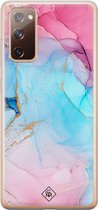 Casimoda® hoesje - Geschikt voor Samsung S20 FE - Marmer blauw roze - Backcover - Siliconen/TPU - Multi