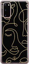 Casimoda® hoesje - Geschikt voor Samsung S20 - Abstract Faces - Backcover - Siliconen/TPU - Zwart
