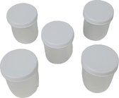 Pots à sauce - Wit / Transparent - Plastique - 5 x 5 x 6 cm - 5 Pièces - Pot de conservation - Pots de conservation - Cuisine - Nourriture - Herbes - Contenants - Tupperware - Boîtes - Allume-feu