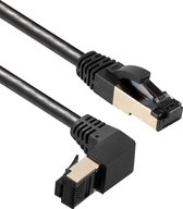 Câble réseau S/FTP CAT8.1 40 Gigabit coudé / droit / noir - LSZH - 2 mètres