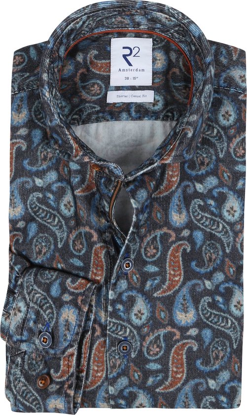 R2 Overhemd Widespread Paisley Donkerblauw Maat 40 Heren Overhemden Casual bol