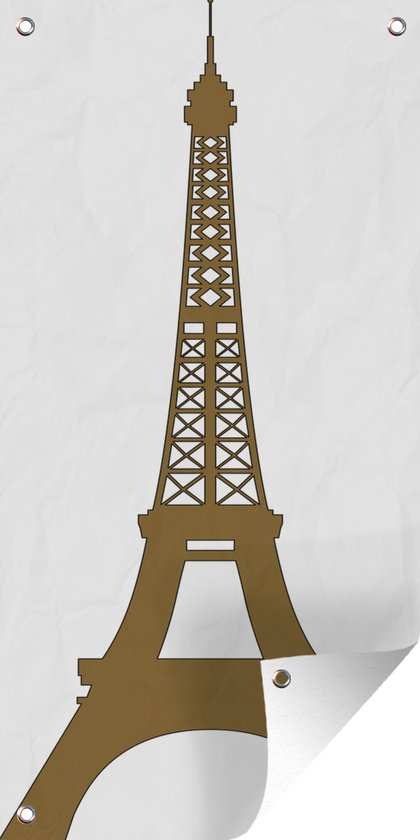 Tuinposter Een Illustratie van de Eiffeltoren die in Parijs staat - 40x80 cm - Wanddecoratie Buiten - Tuinposter - Tuindoek - Schuttingposter - Tuinschilderij