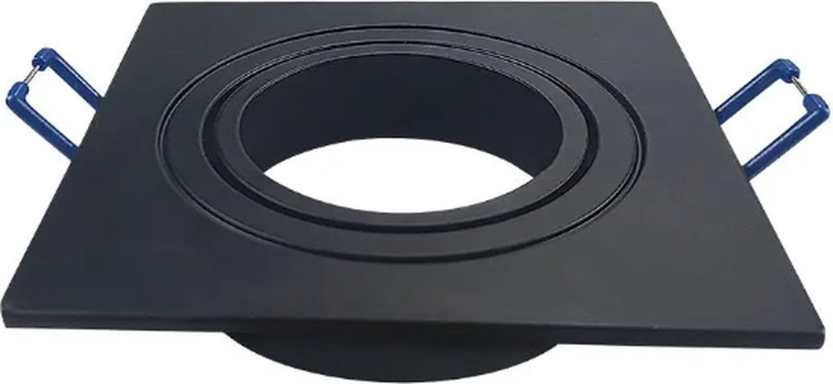 Inbouw spot GU10 + MR16 - Aluminium - 91mm - Vierkant armatuur - Verstelbaar - Zwart