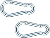 4x stuks karabijnhaak / karabijnhaken verzinkt staal 6 cm - snaphooks/ carabiners