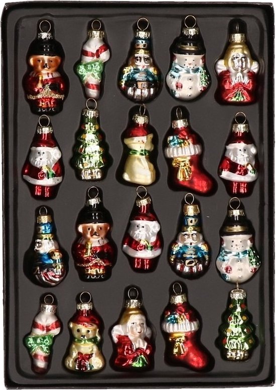 20x Kersthangers kerstfiguurtjes - glas - 5 cm - kerstornamenten