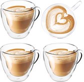 Dubbelwandig Cappuccino glas - Latte macchiato glas - Hartvormig- 250ml set van 4