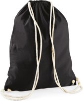 Sporten/zwemmen/festival gymtas zwart met rijgkoord 46 x 37 cm van 100% katoen - Kinder sporttasjes