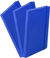 Set van 5x stuks luxe schriften/notitieboekje blauw met elastiek A5 formaat - blanco paginas - opschrijfboekjes - 100 paginas