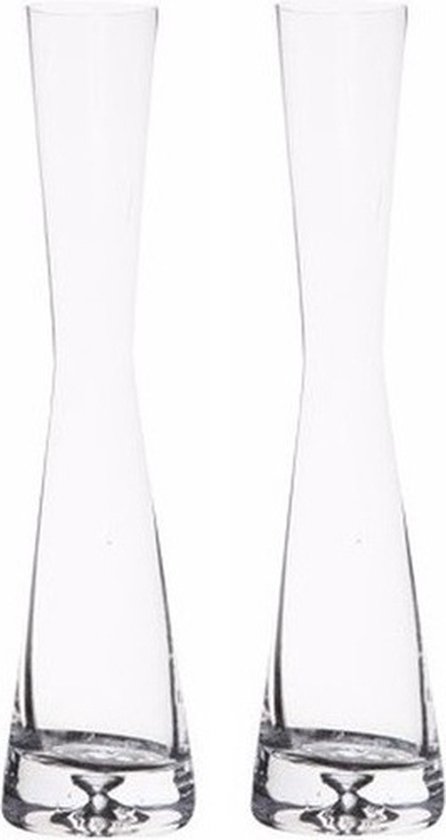 2x Smalle vaas helder glas 20cm - 2x vaas voor 1 bloem/roos - 2 stuks |  bol.com