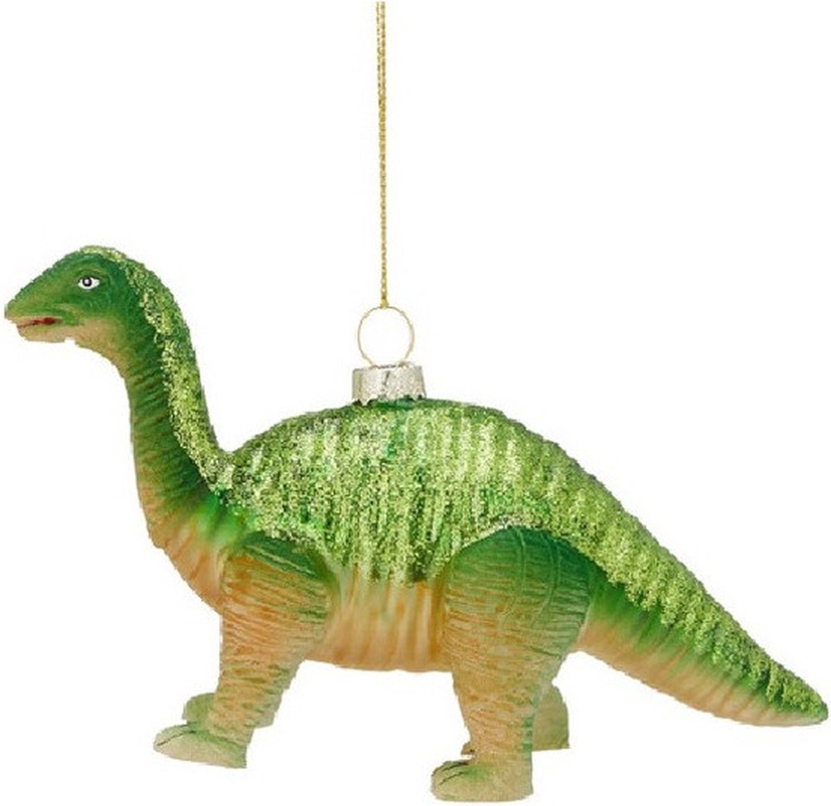 Bellatio Decorations 1x Kersthanger figuurtjes glazen dinosaurus groen 16 cm - Kerstornamenten en kersthangers - Kerstboom versiering