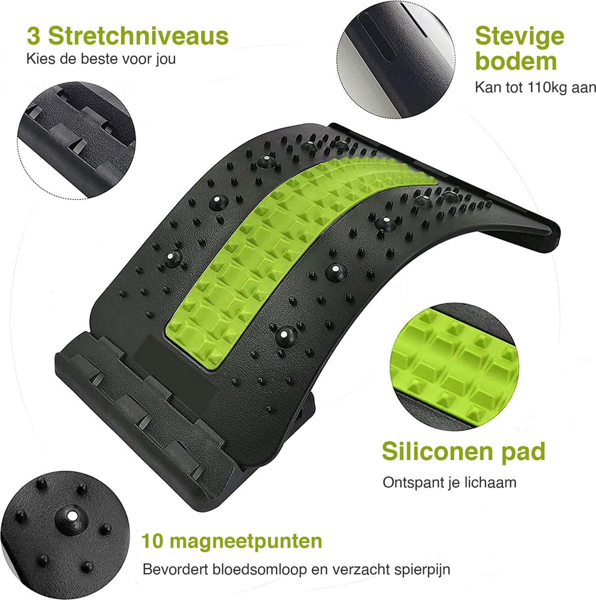 Appareil D'extension Dorsale / Masseur Lombaire - Pour étirement Du Dos, Soulagement Des Tensions - En ABS Et Acier - Dimensions 38,5x21,5x6 Cm