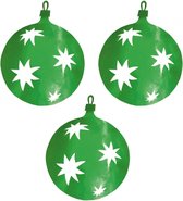 3x stuks kerstballen hangdecoratie groen 40 cm van karton - Kerstversiering - Kerstdecoratie