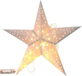 Lanterne poinsettia lumineuse argent 40 cm sur piles - Étoiles de Noël avec lumière - Décoration de Noël / Décoration de Noël