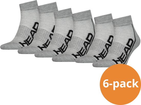 HEAD Quartersocks Performance - 6 paires de chaussettes de sport - Grijs - Unisexe - Taille 43/46