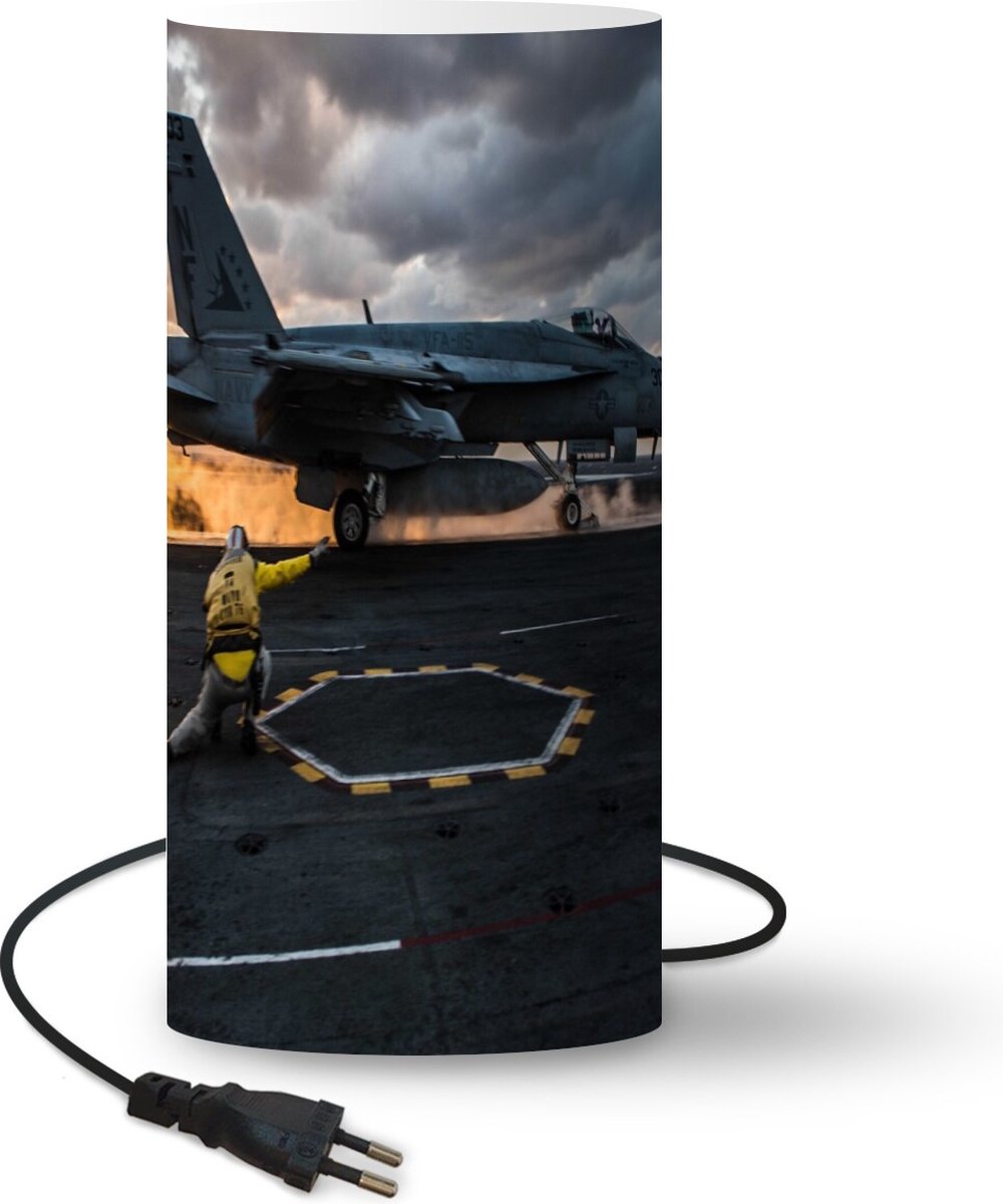 Lamp - Nachtlampje - Tafellamp slaapkamer - Vliegtuig - Straaljager - Zon - 54 cm hoog - Ø24.8 cm - Inclusief LED lamp