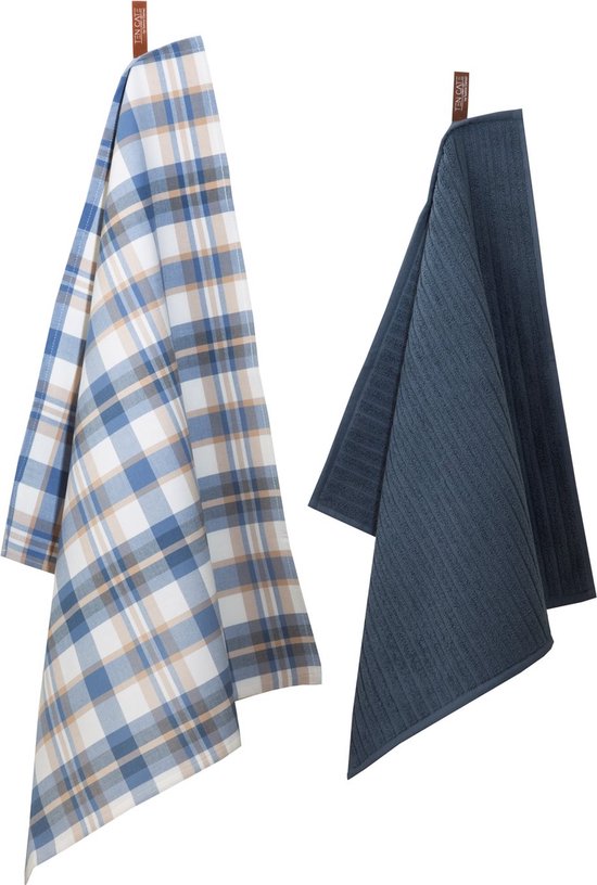 Ten Cate Theedoeken en Keukendoeken Set - Theedoeken en Handdoeken Set - Keukenset Theedoeken en Keukendoek - Keukendoek - Theedoek - 1x Keukendoek 50x50 cm - 1x Theedoek 60x65 cm - Katoen - Donkerblauw